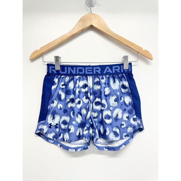 Under Armour Youth Shorts Size Medium Blue Leopard Print Athletic - Picture 5 of 7